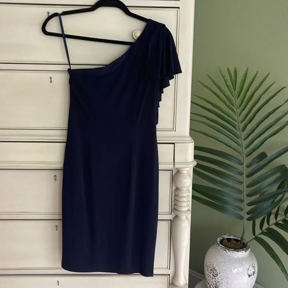 Betsy Adam Beaded Navy Off The Shoulder Dress size 4 - Picture 5 of 7